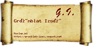 Grünblat Izsó névjegykártya